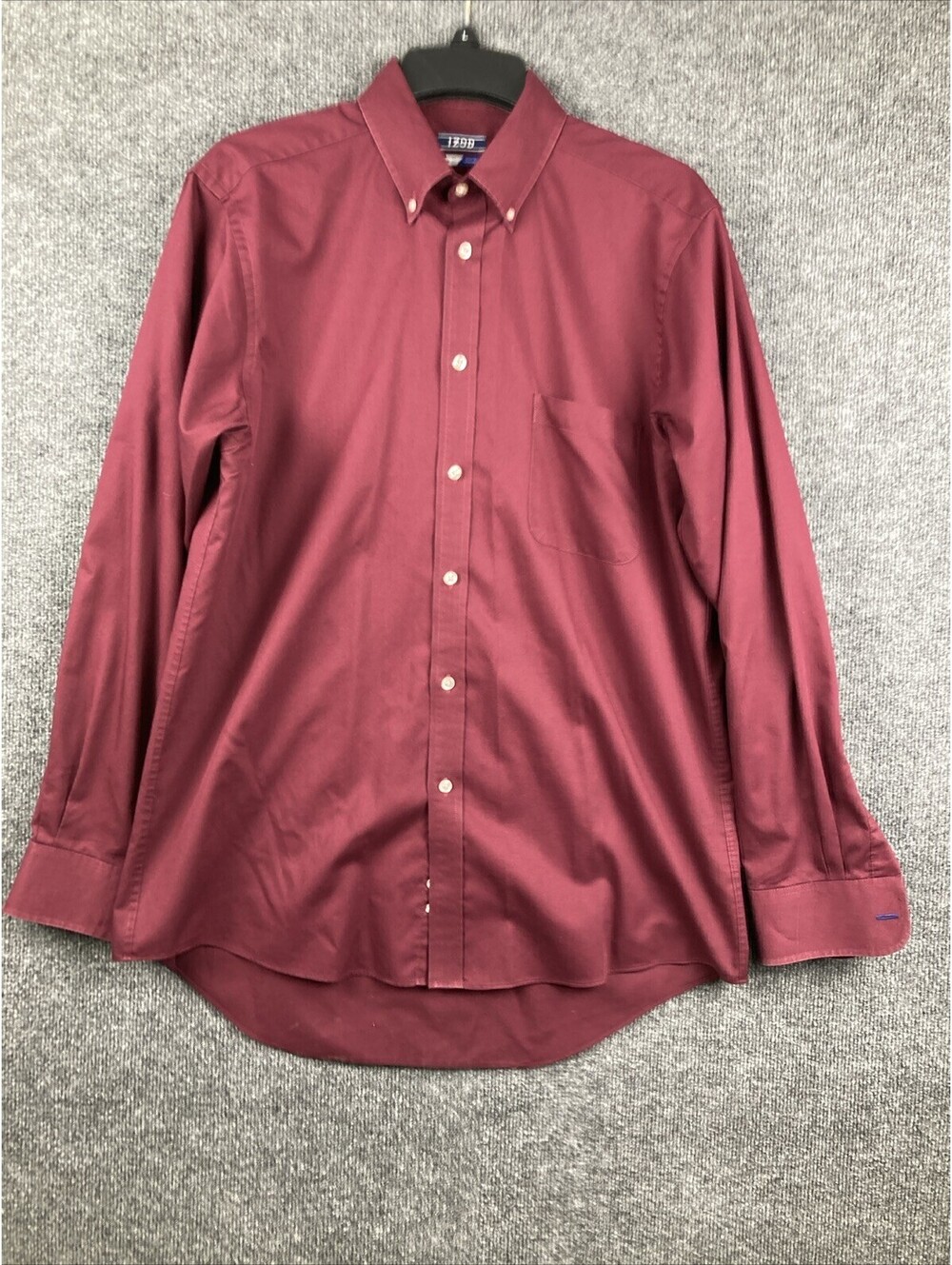 Izod Mens Size 16 34/35  Reg Fit Wrinkle Free Maroon Burgundy Button Shirt EUC